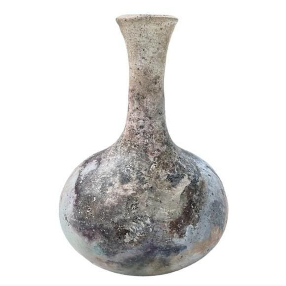 Vintage Studio Pottery Bud Vase Rustic Organic Glaze Small Art Vase Marked Base